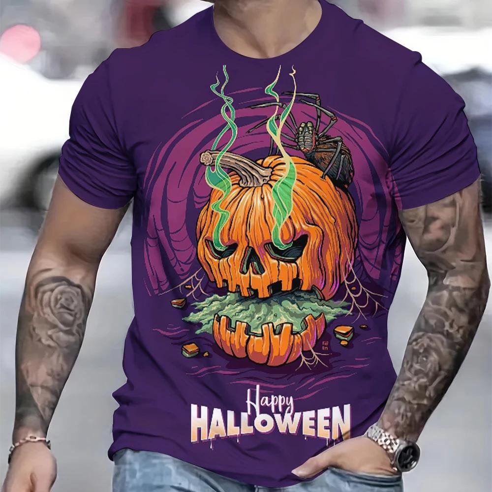 Halloween pumpkin lantern festival essential 3D printed men's shirt round neck T-shirt street fashion style oversized casual