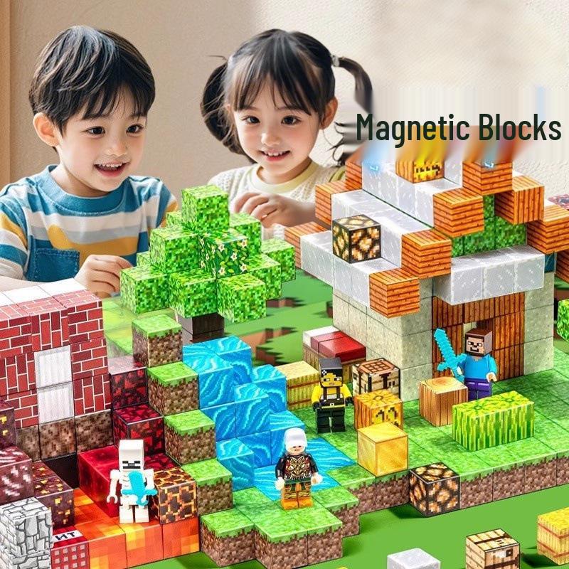 Magnetic Cube Building Set: Primeval Forest-Themed Educational Toy for Kids