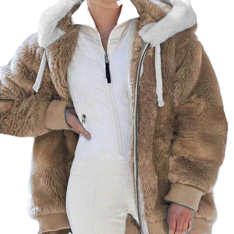 Autumn/Winter Plush Zipper Hooded Jacket