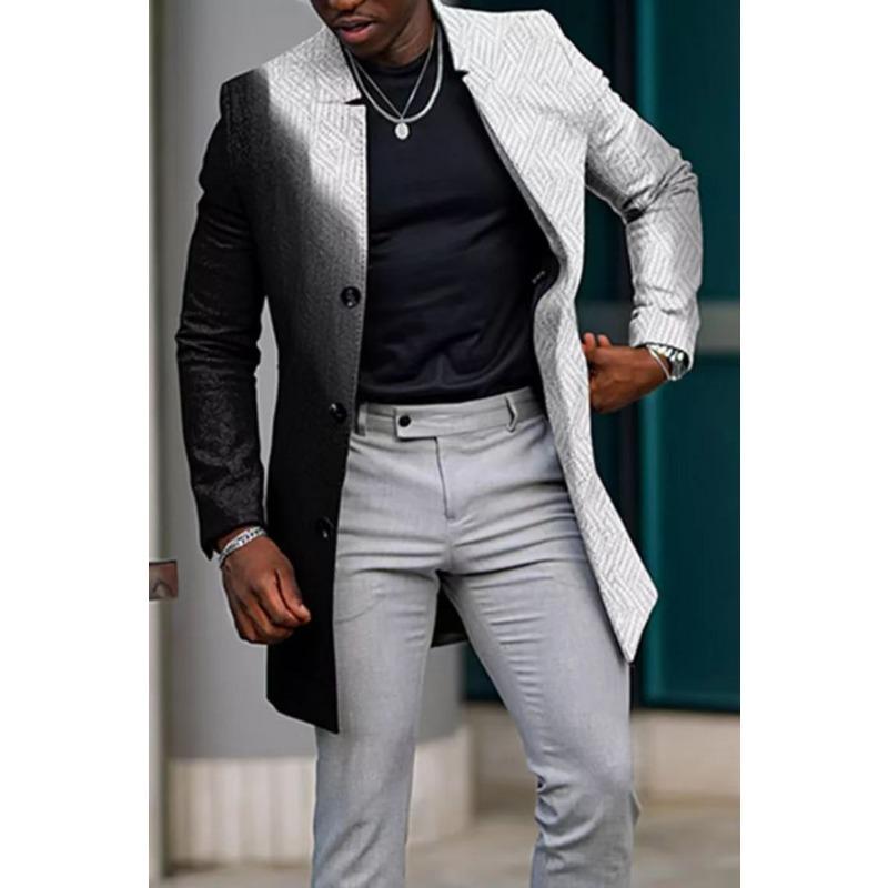 Automne Hiver Mode Homme Décontracté Affaires Laine Dégradé Manteau Mi-long Tenue Hombre Élégant