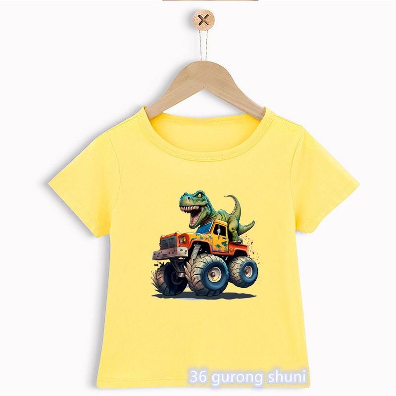 Funny Monster Truck T Rex Tshirt For Girls/Boys Harajuku Kawaii Kids Clothes Cute Dinosaurs T Shirt Children'S Clothing T-Shirt