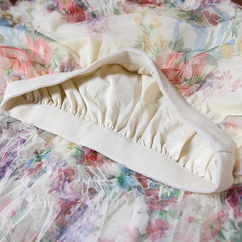 Dimanaf Jupes élégantes en mousseline de soie, taille élastique, plissée, maille, été 2025