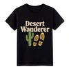 Desert Wanderer Black T-Shirt, Cactus Footprint Outdoor Adventure Tee