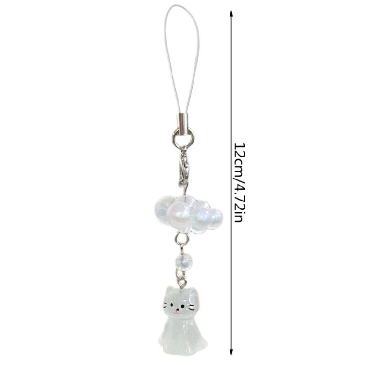 Fashionable Cat and Cloud Phone Lanyard Keychain Hanging Ornament Resin Texture Key Accessory for Various Occasion