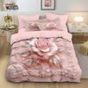 3-Pcs Dimensional Rose Flower Printed Down Duvet Cover, Various Sizes Of Bedding Decoration, Soft And Machine Washable