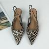 Fashion Luxury Brand Women Low Heels Shoes Leopard Print Comfort Work Slingback Footwear Summer Fashion Pointed Lady Mules Sandals