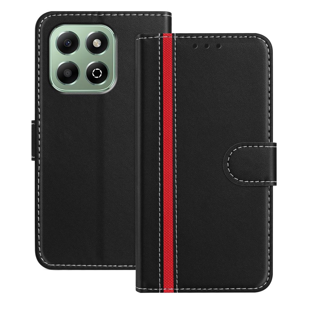 For Honor X6b 4G Phone Cases Wallet Stand Color Splicing Leather Cover with Magnetic Clasp