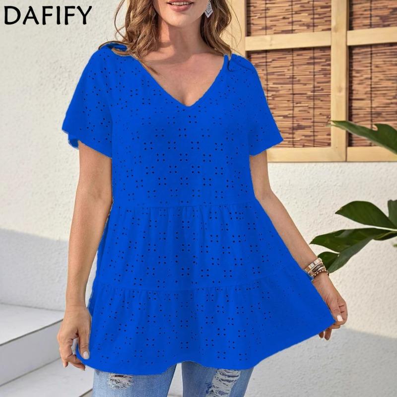 DAFIFY Dámská móda Ležérní Léto Jaro Jednobarevný potisk Halenky a košile s krátkým rukávem a výstřihem do V