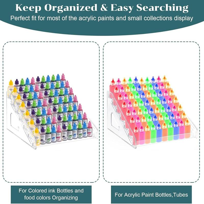 A96I-Clear Acrylic Paint Organizer (7 Tier),Paint Bottle Organizer,Acrylic Paint Storage Organizer,Craft Paint Organizer Rack