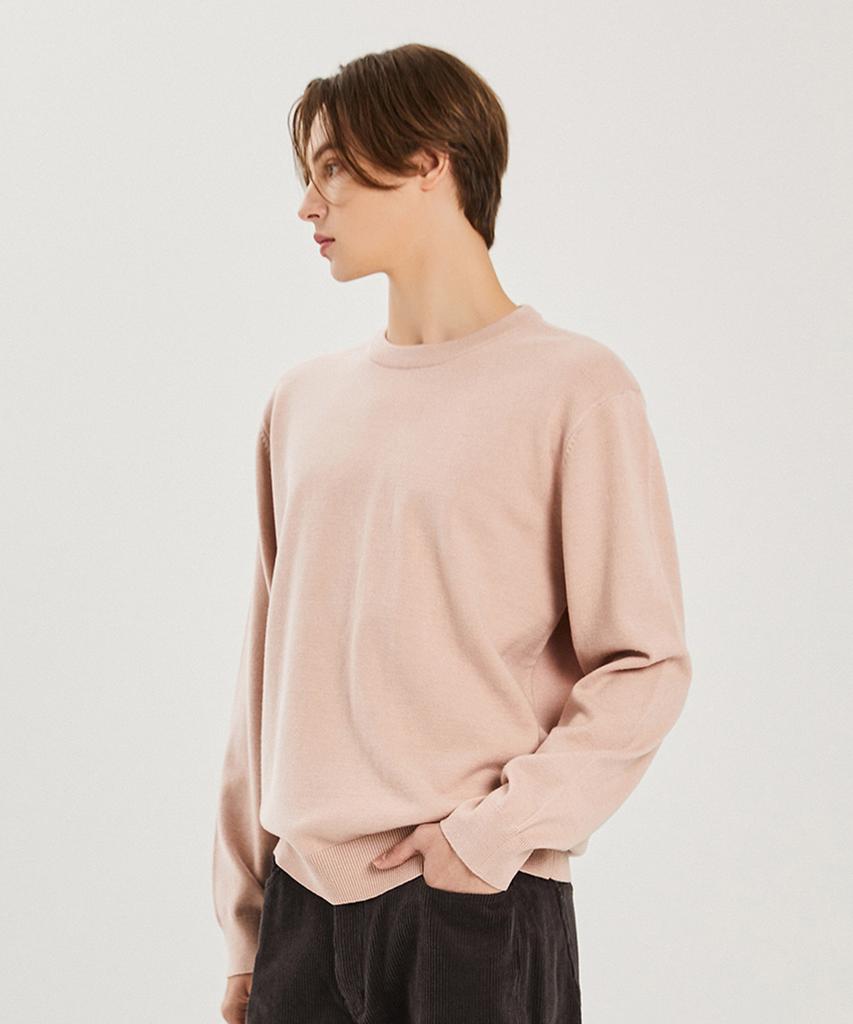 ADHOC Men'S Basic Crew Neck Knit (Lt-Pink) (Hz9Lk80-80)