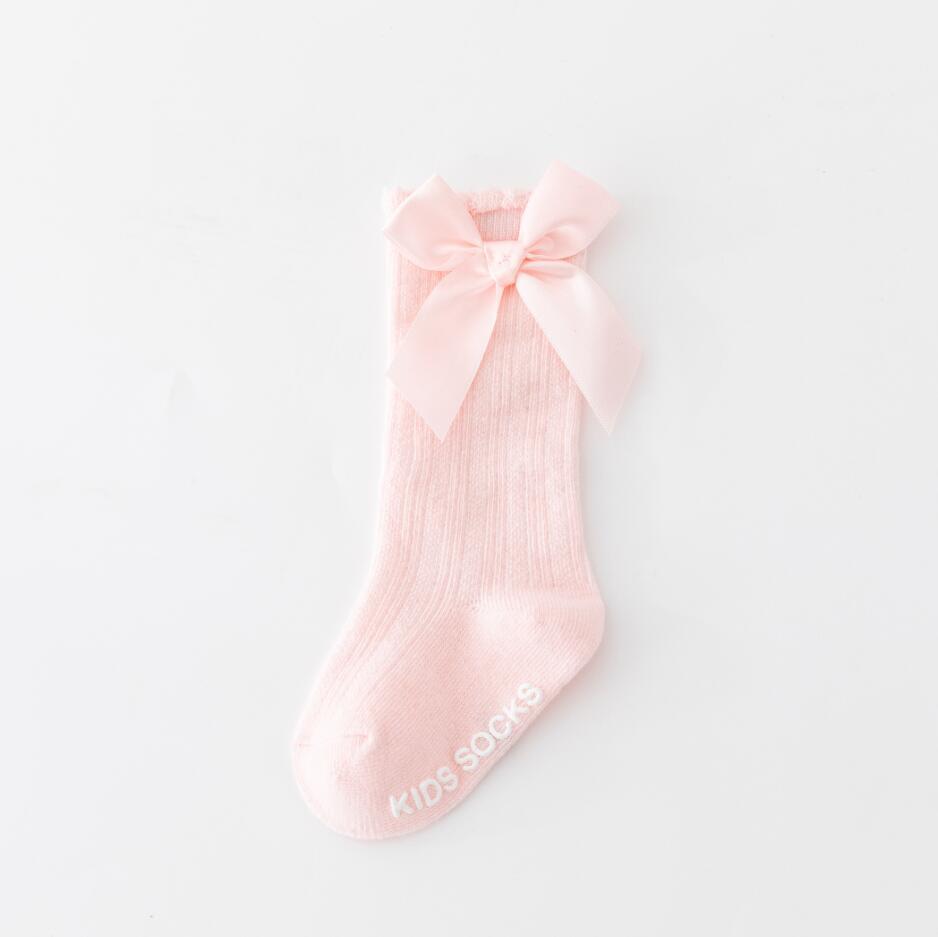Newborn Baby Girl Socks New Kids Bow Knee High Socks Toddler Soft Cotton Summer Bowknot Hollow Out Children Royal Princess Socks