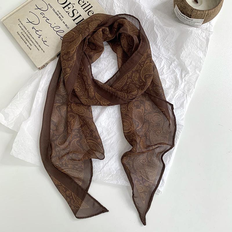 Maillard Long Silk Scarf Versatile Accessory For Women Decorative Trendy Headband Hair Tie Waist Belt