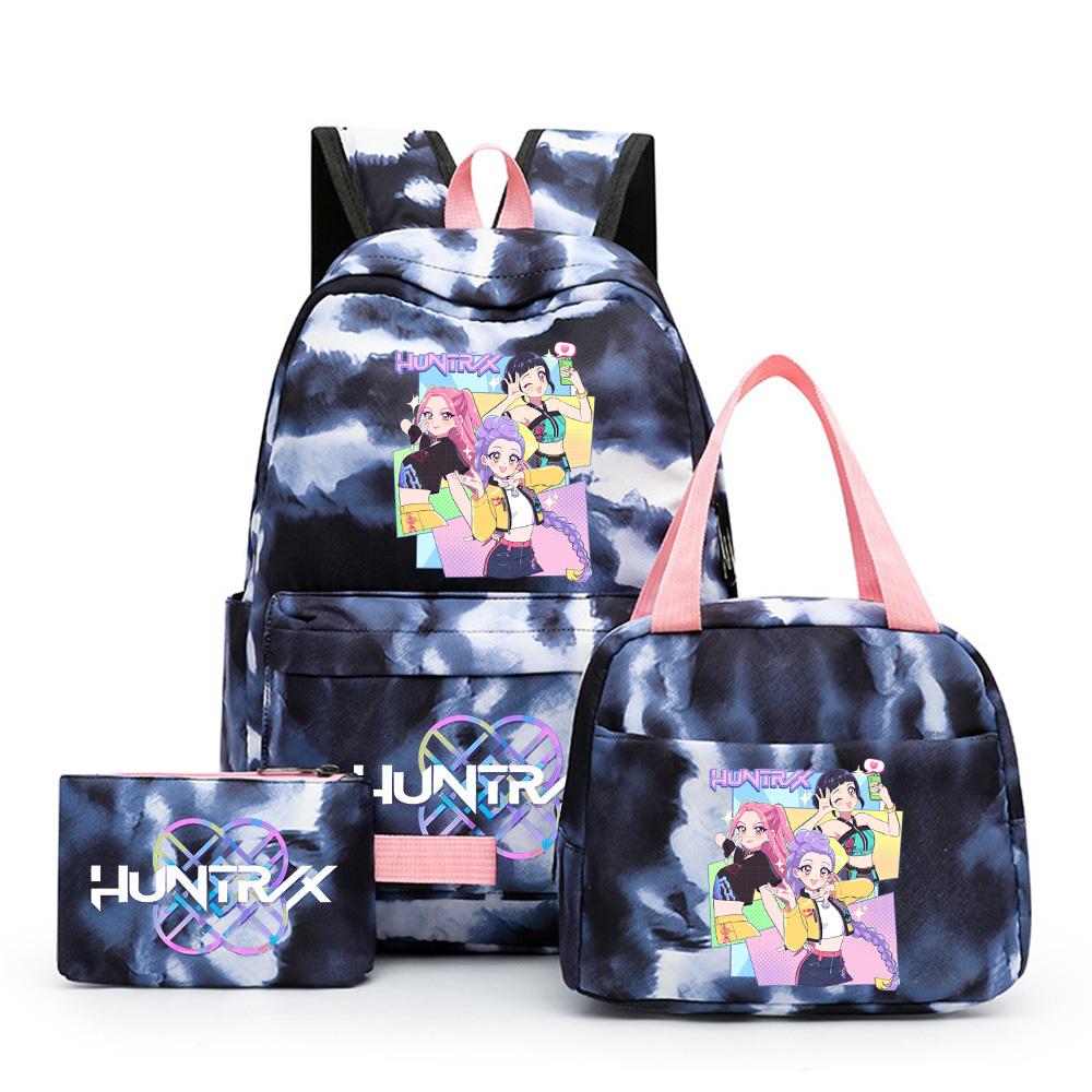 3 шт./компл. Милый аниме KPOP рюкзак с принтом, с сумкой для ланча и пеналом, большой вместимости, дорожная сумка для девочки-подростка, мальчика, школьный рюкзак, подарок для ребенка, Mochila