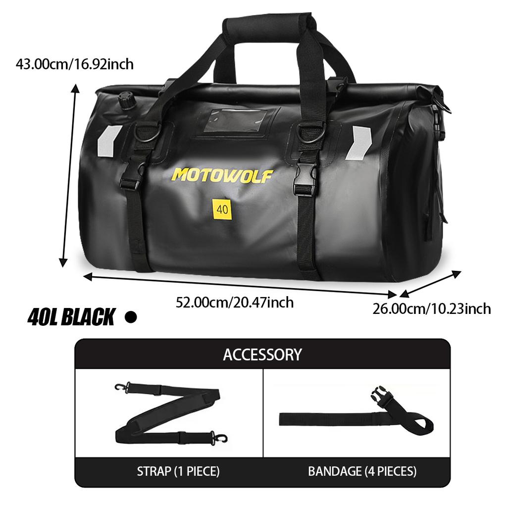 Motorcycle Tail Bag 20L 40L Waterproof Motorbike Top Case Bag Rear Seat Dry Luggage Universal Moto Top Box Panniers Bag