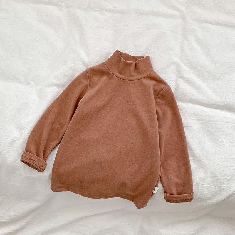 

2023 Kids Velvet Base Layer: Autumn & Winter Warm Semi-High Neck Top for Boys & Girls, Toddler Korean Style Elastic Shirt 120cm