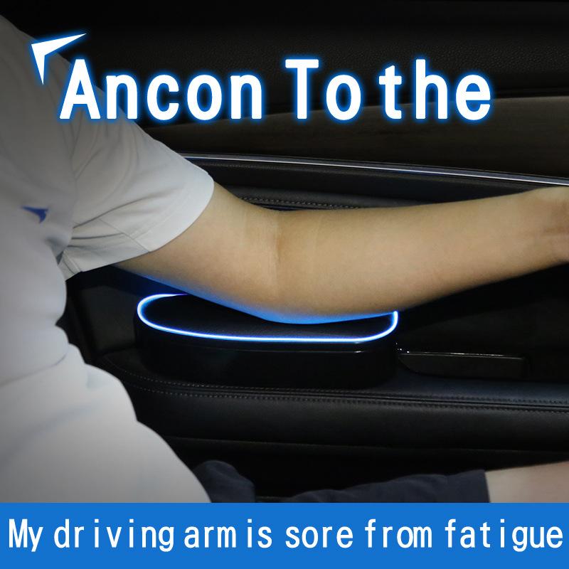 Covoraș anti-alunecare reglabil anti-oboseală Cutie de depozitare din piele PU LED Universal Car Cotieră stânga Suport cot