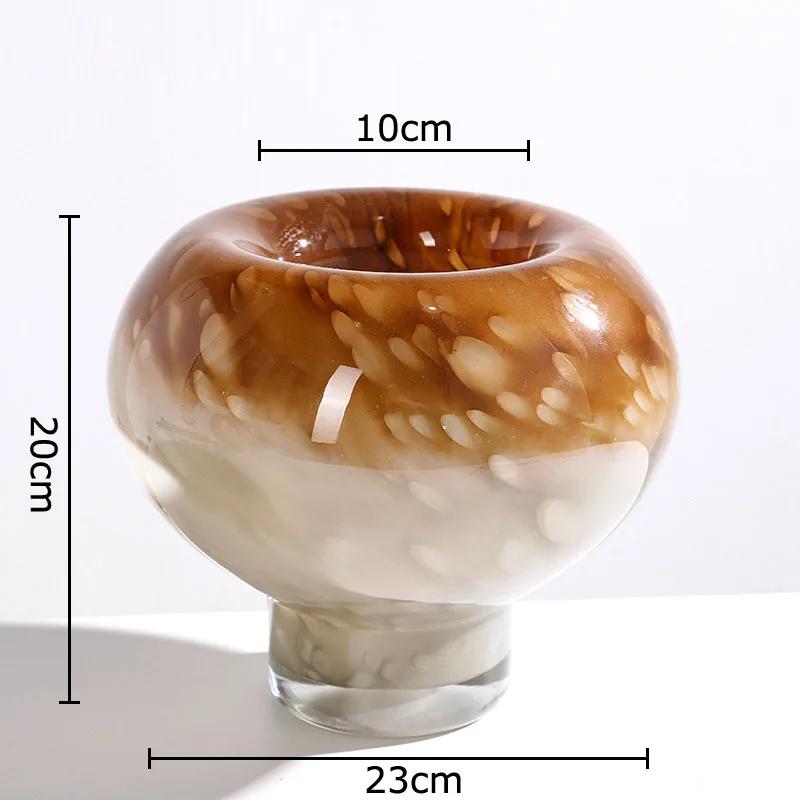 Gradient Color Circle Glass Vase Table Decoration Flower Arrangement Creative Mushroom Shaped Flowers Vases Room Aesthetic Decor