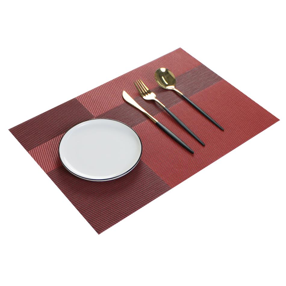 Set of 6 PVC Placemats Plastic Wipe Clean Heat Resistant Woven Vinyl Non Slip Washable Rectangle For Dinner Table Wedding Decor