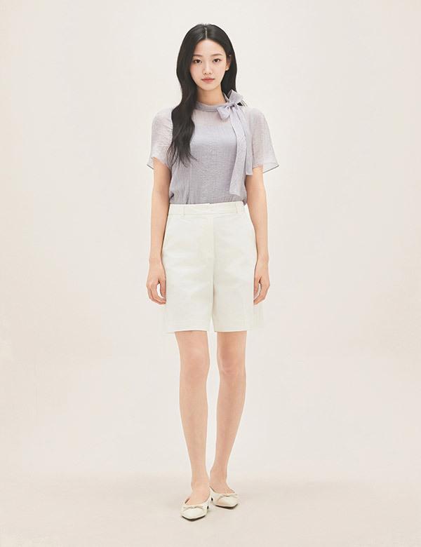 ROEM See-Through Ribbon Tie Blouse Rmblg26Rt5