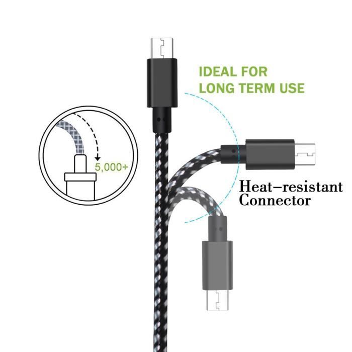 Micro chargeur câble usb chargeur nylon tressé rapide pour samsung galaxy s7 nmkvs1325