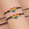 2 Stück Versprechen Liebe Herz Regenbogen Strass Armbänder Set Liebliches Dehnbares Armband für Frauen Mädchen Paar Freundschaft
