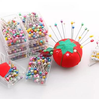 100 Stück/Box 38mm Bunte Runde Perlkopfnadeln Stich Gerade Stecknadeln zum Nähen für Schneiderei DIY Nähwerkzeuge Positionierung