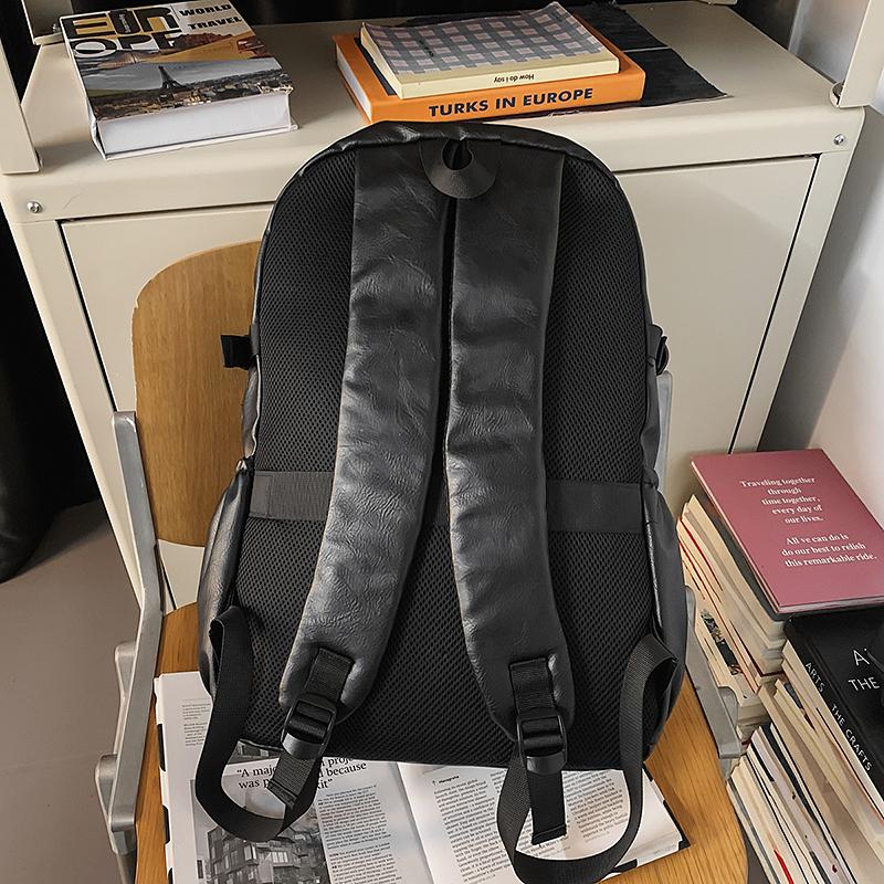 Business Men's PU Backpack Computer Backpack Student Large Capacity Schoolbag
