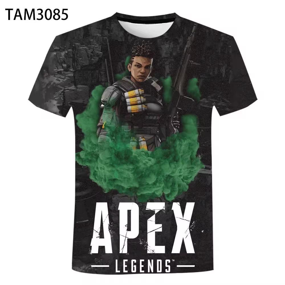 Round Neck 3D Apex Legends Game Graphic Print Casual Shorts Sleeved Men's T-shirts - Soft Medium Stretch Polyester Fabric Summer Relaxed Fit Clothing