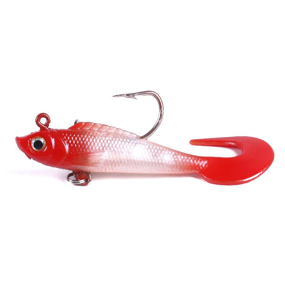Lead-Wrapped Fish Luya Bait Curling Tail Fake Bait 7Cm9G Lead Head Hook Curling Tail Soft Bait Outdoor Bait