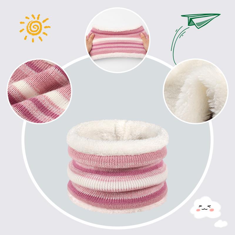Children's Hat Scarf Gloves Three Piece Set Autumn and Winter Boys and Girls Color Combination Plus Velvet Warm Scarf Knitted Hat