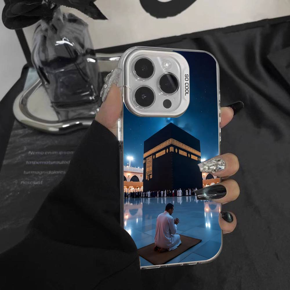 Pilgrims IN Mecca Cover For iPhone 17,16,15,14,13,12,11,Mini,Pro,E,SE4,XS,MAX White Shockproof Candy Matte Cover