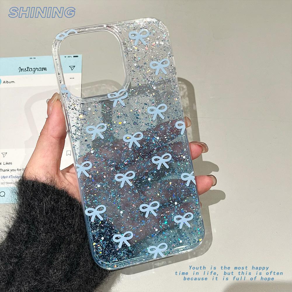 Transparent Glitter Shell Suitable for Apple 16promax Hard Shell IPhone 16 15 Mobile Phone Case