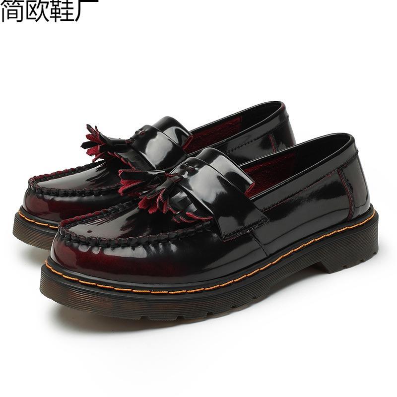 A fringed men's leather low-top Martin shoes fashion student round head crazy