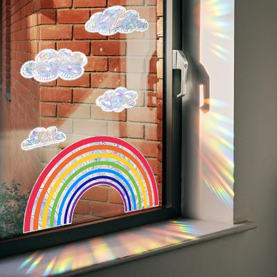 Nubes de Arcoíris Sol Colorido Luz Solar Pegatinas Electrostáticas Pegatinas de Pared Ventana de Vidrio Decoración del Hogar Pegatinas de Pared Pegatinas para Ventanas