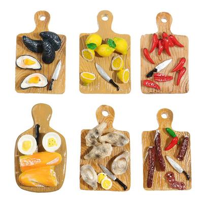 Acessórios de cozinha geladeira ímã resina simulação mini placa de corte tridimensional