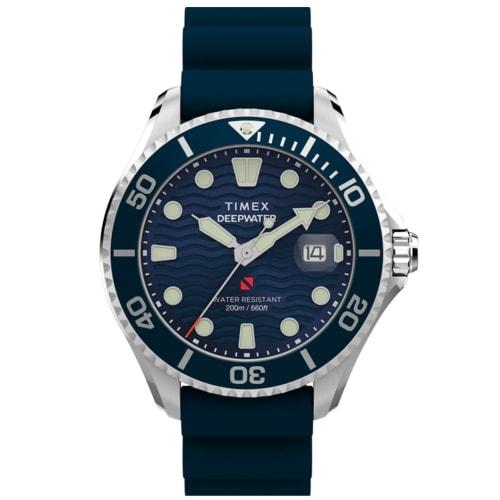 

Чоловічий годинник TIMEX Deepwater TW2W81500, Кварцовий механізм, Водонепроникність 200 м, Сапфірове скло, Синій циферблат, Нержавіюча сталь
