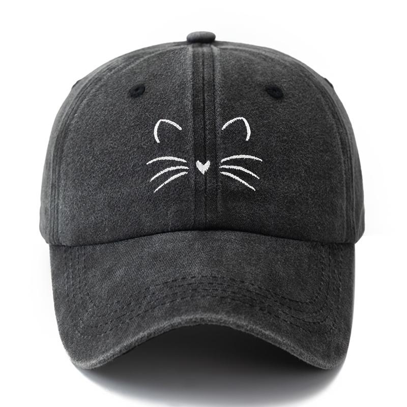 Plain Cute Cat Embroidery Baseball Cap For Women And Men Fashion Curved Brim Summer Outdoor Sun Protection Hat Gifts