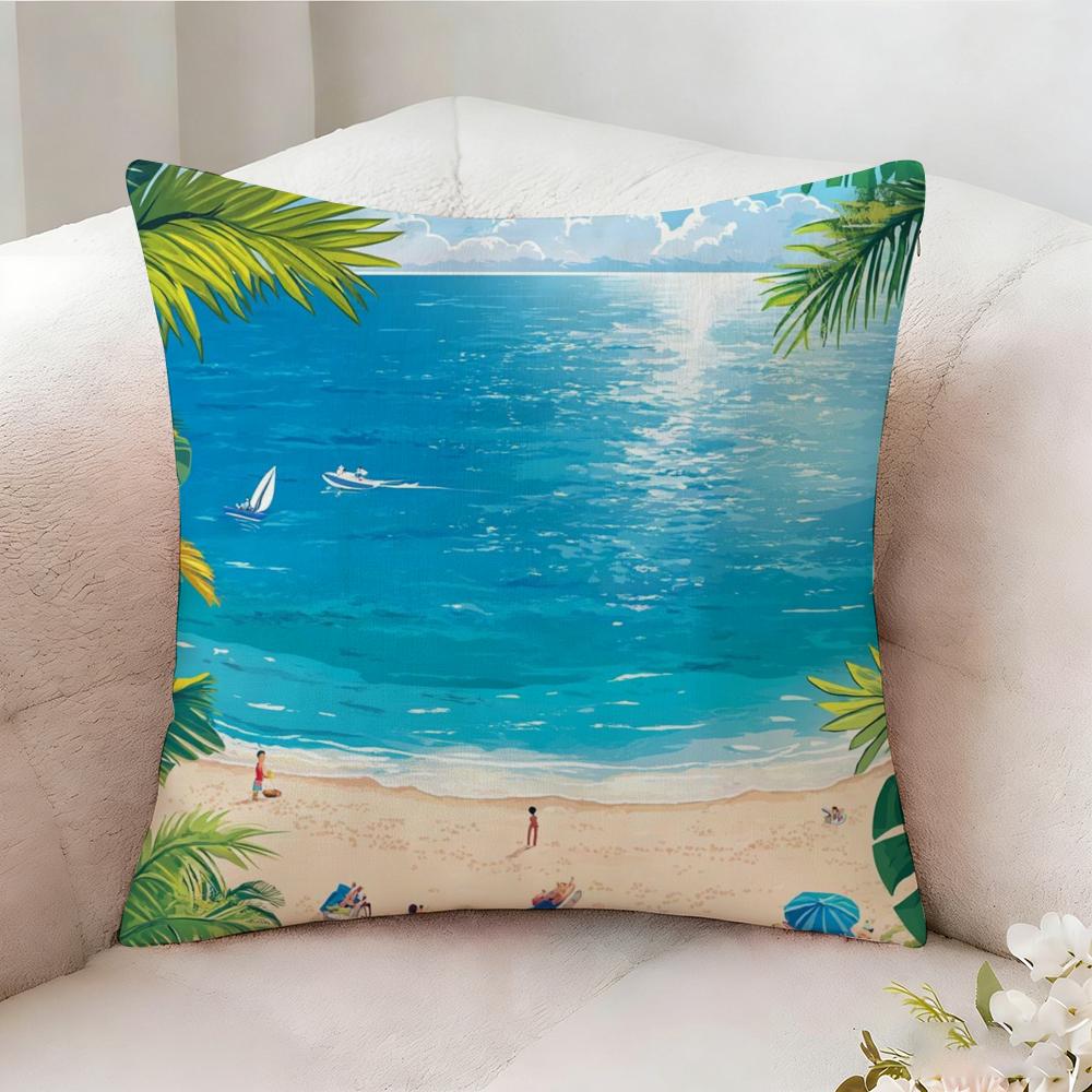 Charming Seaside Retreat Pillow Case Pillowcase, Double-sided Printed, Sofa Cushion, Bedroom Headboard Pillow