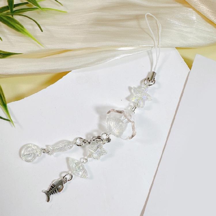 Individualized Fish And Sea Shell Bead Phone Decoration Stylish Phone Charm Accessory For Daily Use And Vacation Style