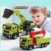 Crane Cement Pump Truck Excavator Vehicle Model Set With Alloy Front For Kids Construction Play Toys