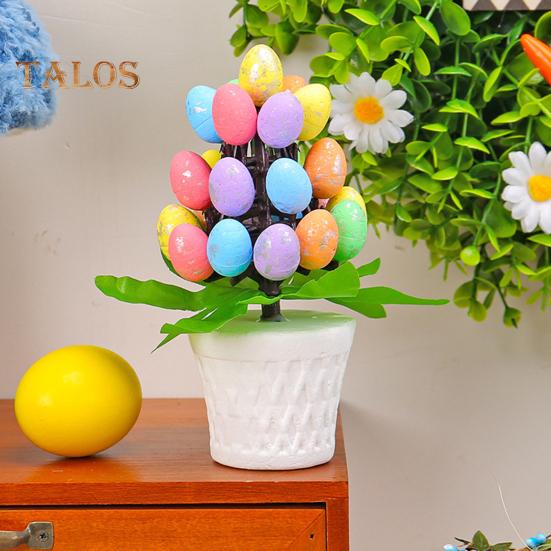 Osterei-Ornament, Osterei-Bonsai-Baum, pflegeleicht, künstliche Eier, Pflanzen, Osterdekoration für den Schreibtisch, mehrfarbiges Osterornament im Topf