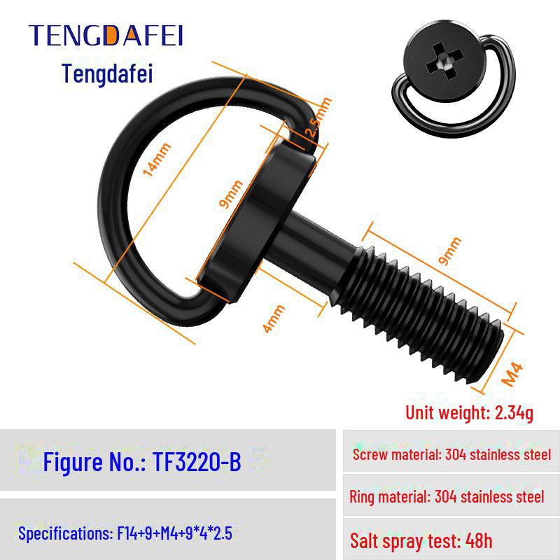 M4 Hand-Tightened Lifting Ring C Quick Release Screw, Stainless Steel/Carbon Steel Nickel-Plated Display Base, Large Remote Control Screw