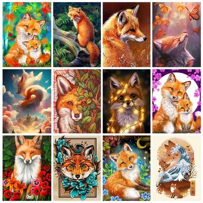DIY Diamantový obraz Fox Cross Stitch Kit Mosaic Art Diamantový obraz Plný kruh/čtverec Diamantové domácí dekorace