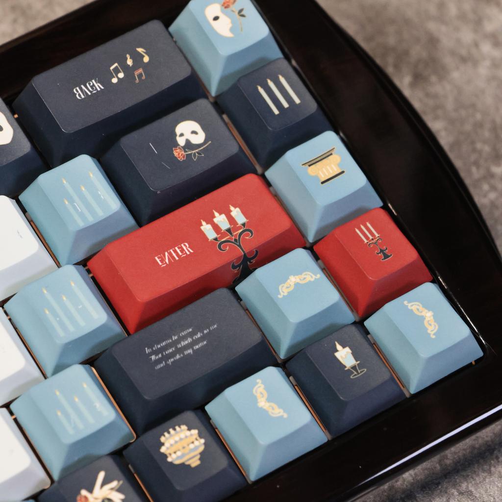 Keycaps Phantom Of The Theater Theme Sublimation 140 Keys Cherry Pbt Material Mask Black And White Retro Style Keycaps