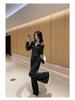Korean Elegant Slimming Two-Piece Sportswear Set for Women - High Neck Cardigan Hoodie & Long Pants for Spring/Autumn.