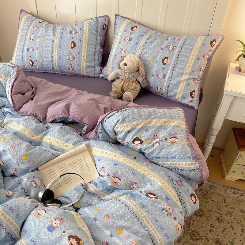 2026 Cartoon Style Embroidered Puffy Cotton Bedding Set
