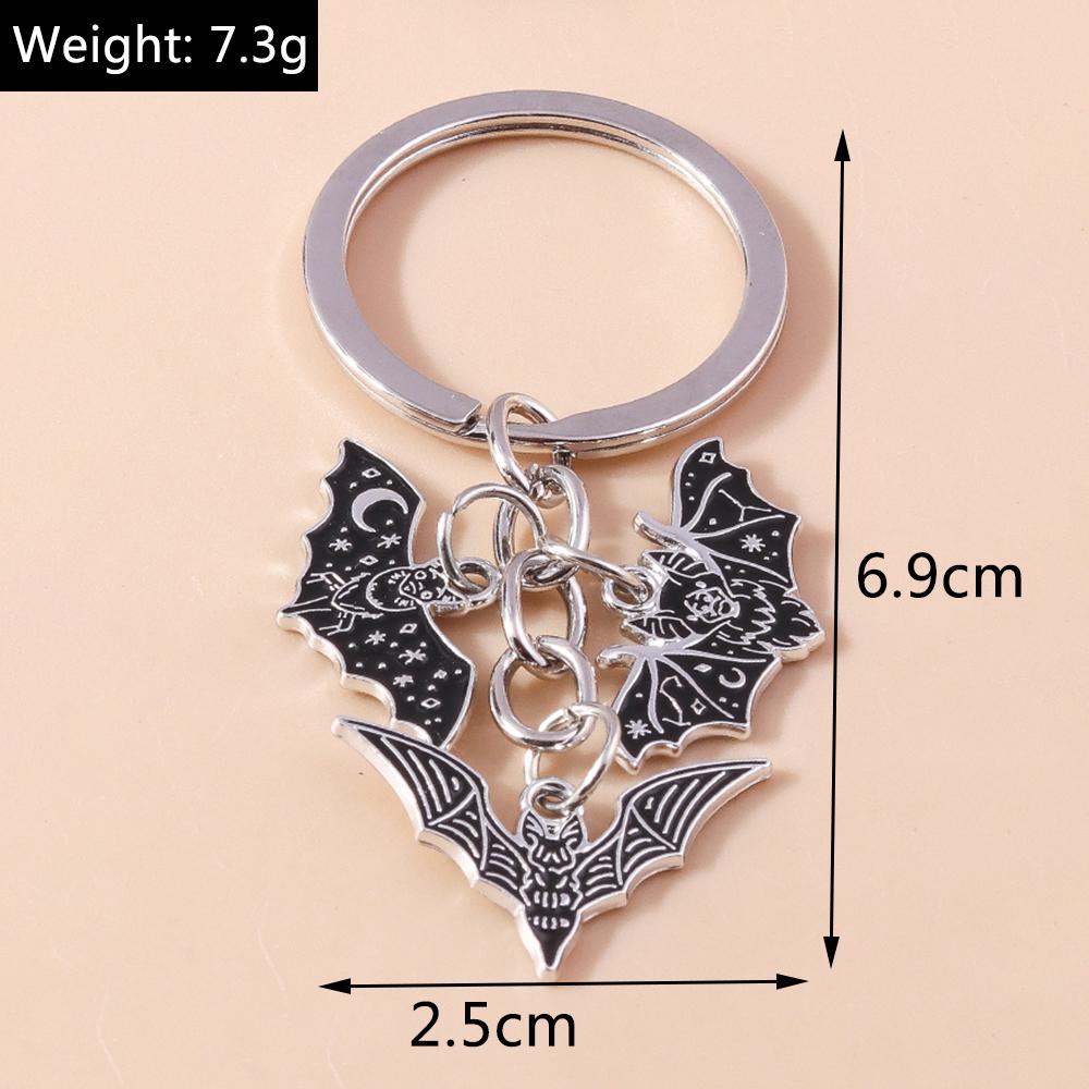 Fashion Alloy Metal Bat Keychain Halloween keyring Pendants for Men Women Key Holder Handbag Charms DIY Halloween Jewelry Gifts