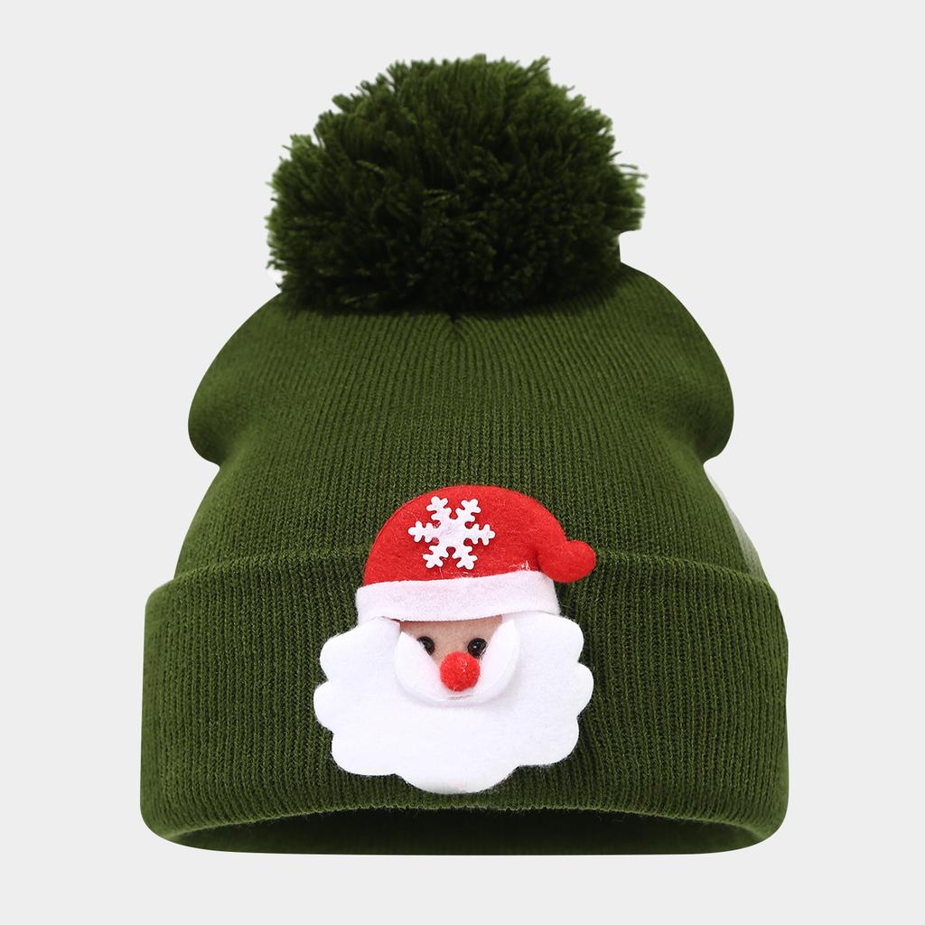 Christmas Elements Warm Beanie Autumn and Winter Santa Claus Knitted Hat Outdoor Hairball Warm Hat