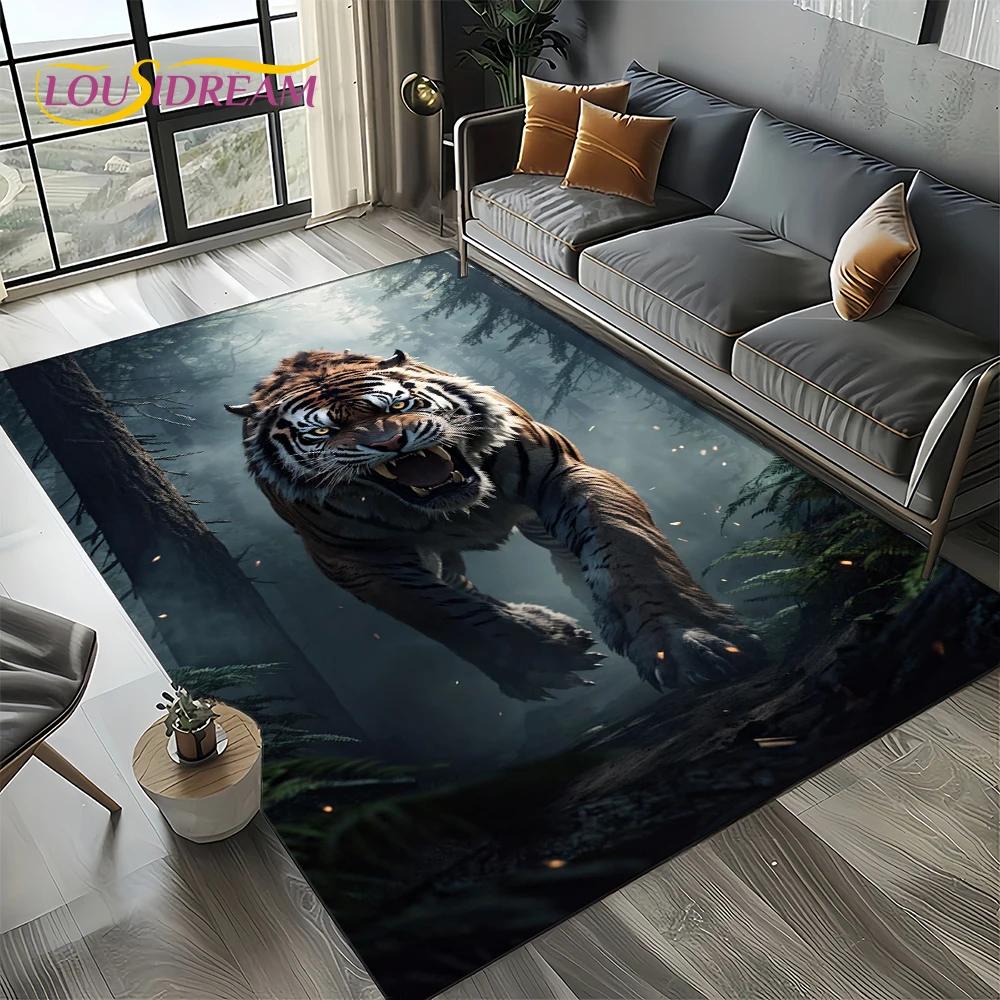 27 Style New Fierce Tiger Lion Leopard Beast Animal Wildlife Cartoon Carpet Rug for Living Room Bedroom Sofa,Non-slip Floor Mat