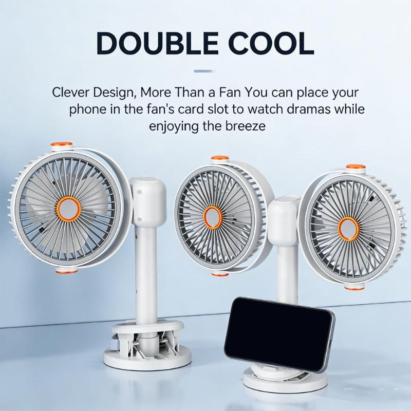 Portable Connecting Fan With 1200mAh Battery USB C Charging 5 Speed Selection For Home Travel Study Room